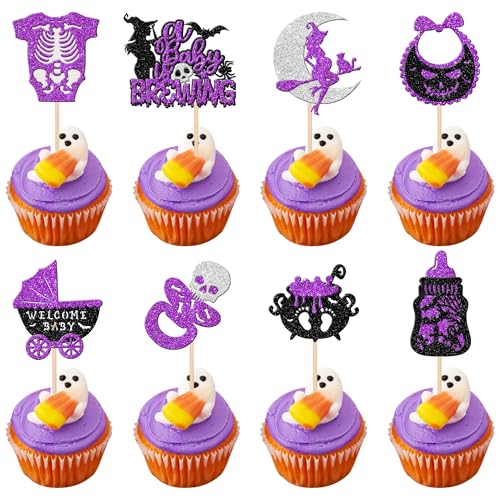 Syzplnwy 48 Stück lila Glitzer Kutsche Flasche Kuchen Topper für Halloween Thema, Babyparty, Geschlecht Enthüllung & Geburtstagsfeiern Syzplnwy 48 Stück lila Glitzer Kutsche Flasche Kuchen Topper für Halloween Thema, Babyparty, Geschlecht Enthüllung & Geburtstagsfeiern von Syzplnwy