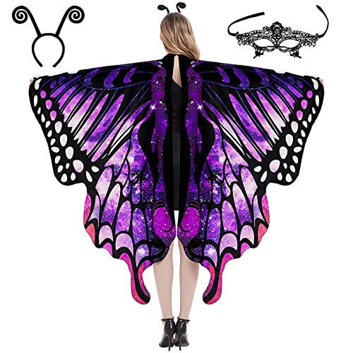 Syzplnwy Halloween-Schmetterlings-Umhang-Set – Erwachsenengröße, Farbverlauf, Tanzdekoration, große Flügel, inklusive Umhang, Augenmaske und Stirnband Syzplnwy Halloween-Schmetterlings-Umhang-Set – Erwachsenengröße, Farbverlauf, Tanzdekoration, große Flügel, inklusive Umhang, Augenmaske und Stirnband von Syzplnwy