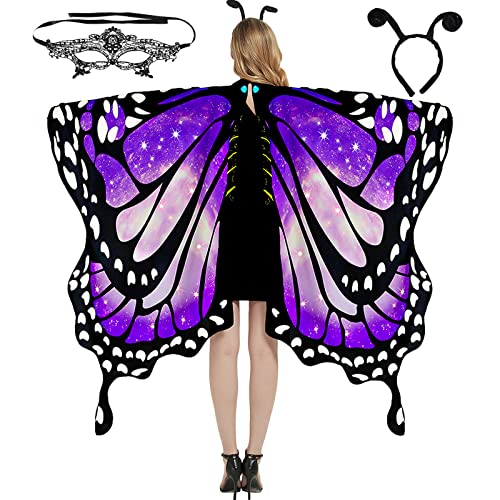 Syzplnwy Halloween-Schmetterlings-Umhang-Set – Erwachsenengröße, Farbverlauf, Tanzdekoration, große Flügel, inklusive Umhang, Augenmaske und Stirnband Syzplnwy Halloween-Schmetterlings-Umhang-Set – Erwachsenengröße, Farbverlauf, Tanzdekoration, große Flügel, inklusive Umhang, Augenmaske und Stirnband von Syzplnwy