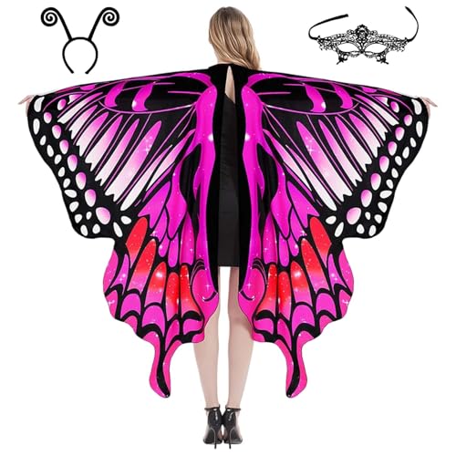 Syzplnwy Halloween-Schmetterlings-Umhang-Set – Erwachsenengröße, Farbverlauf, Tanzdekoration, große Flügel, inklusive Umhang, Augenmaske und Stirnband Syzplnwy Halloween-Schmetterlings-Umhang-Set – Erwachsenengröße, Farbverlauf, Tanzdekoration, große Flügel, inklusive Umhang, Augenmaske und Stirnband von Syzplnwy