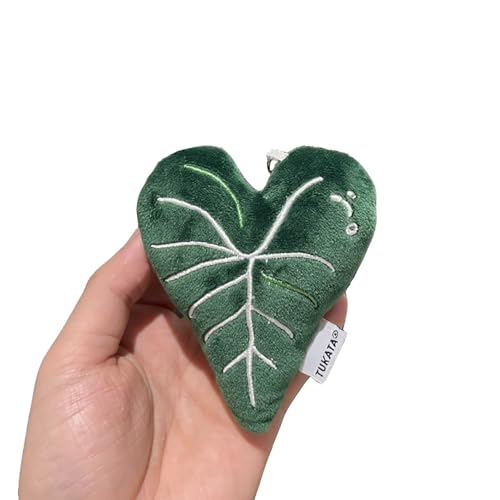 Syzplnwy Herz Blatt Schlüsselanhänger 10cm Plüsch Woodland Zubehör für Taschen (Grün) von Syzplnwy