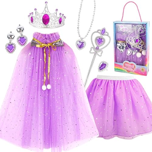 Syzplnwy Kinder Prinzessin Dress Up Set - Regenbogen Cape & Play Kostüm Kleidung für Geburtstagsfeier & Rollenspiel von Syzplnwy