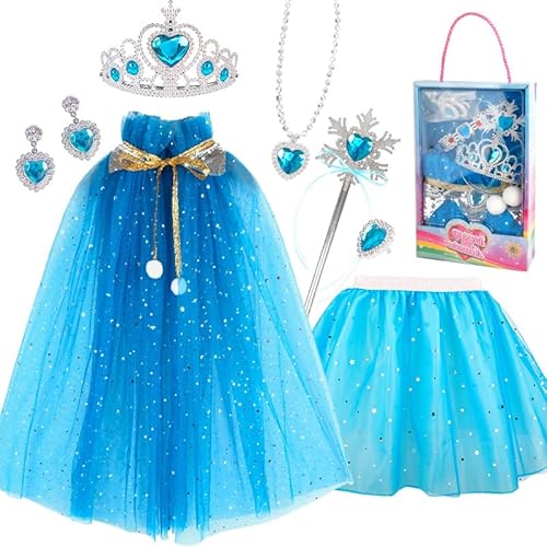 Syzplnwy Kinder Prinzessin Dress Up Set - Regenbogen Cape & Play Kostüm Kleidung für Geburtstagsfeier & Rollenspiel von Syzplnwy