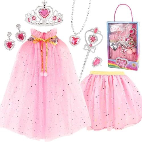 Syzplnwy Kinder Prinzessin Dress Up Set - Regenbogen Cape & Play Kostüm Kleidung für Geburtstagsfeier & Rollenspiel von Syzplnwy