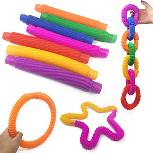 Szaerfa Sensory Stretch Tubes Dekompressionsspielzeug, Teleskopbalg Sensory Toys, Bunte Sensory Toys Pop Tubes Zappeln Spielzeug Stressabbau Spielzeug für Kinder (5 Stücke) von Szaerfa