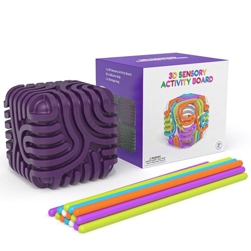 6-Seitiges 3D Sensorik Activity Würfel mit Peel & Push Texturen, Silicone Fidget Toys für Anti Stress Angst Autismus ADHS, Reise Sensorik Spielzeug für Kinder Erwachsene (Lila) von Szhhrxi