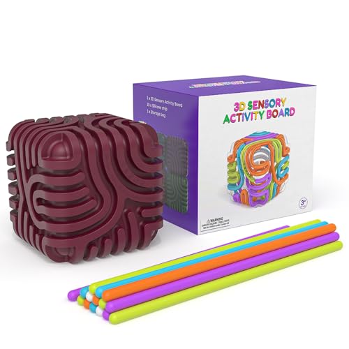 6-Seitiges 3D Sensorik Activity Würfel mit Peel & Push Texturen, Silicone Fidget Toys für Anti Stress Angst Autismus ADHS, Reise Sensorik Spielzeug für Kinder Erwachsene (Weinrot) von Szhhrxi