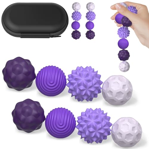 Magnetische Sensorik Bälle,Anti-Stress Spielzeug aus Silikon,Tragbares Motorikspielzeug mit Multi-Textur, Fidget-Bälle Magnetspiel, Tisch-Magnetspiel für Familien & Partys (Lila) von Szhhrxi