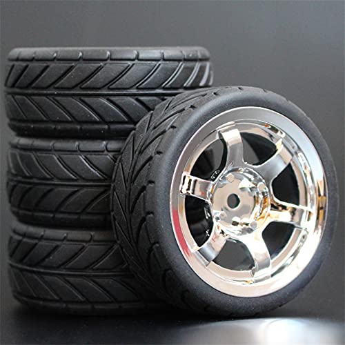 Szwaldaper 4 STÜCKE 1/10 Gummireifen RC Rennwagenreifen Auf Straßenfelge, for HSP, for HPI, RC Autoteil Durchmesser 65mm Reifen 94123-94122 RC-Autoreifen(1001-6086) von Szwaldaper