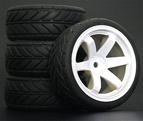 Szwaldaper 4 STÜCKE 1/10 Gummireifen RC Rennwagenreifen Auf Straßenfelge, for HSP, for HPI, RC Autoteil Durchmesser 65mm Reifen 94123-94122 RC-Autoreifen(702-6086) von Szwaldaper
