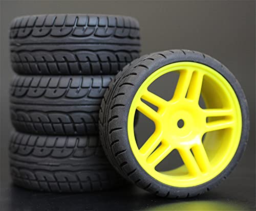 Szwaldaper 4 STÜCKE 1/10 Gummireifen RC Rennwagenreifen Auf Straßenfelge, for HSP, for HPI, RC Autoteil Durchmesser 65mm Reifen 94123-94122 RC-Autoreifen(901Y-8003) von Szwaldaper