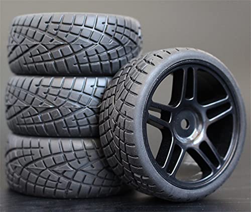 Szwaldaper 4 STÜCKE 1/10 Gummireifen RC Rennwagenreifen Auf Straßenfelge, for HSP, for HPI, RC Autoteil Durchmesser 65mm Reifen 94123-94122 RC-Autoreifen(905B-8001) von Szwaldaper