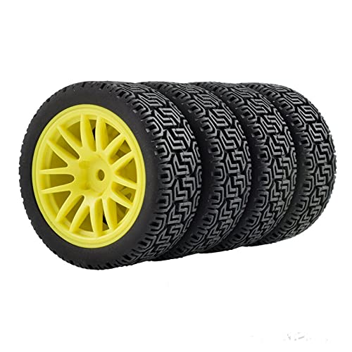 Szwaldaper 4 STÜCKE Grip Reifen Und Rad, for HSP, for HPI, for Tamiya, 1/10 1:10 Tourenwagen RC 9062-8014 RC-Autoreifen(9062Y-8014) von Szwaldaper