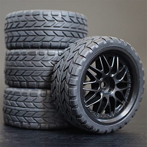 Szwaldaper 4 Stück 26 mm Gummi-RC-Reifen, Felgen, Hex 12, 1:10, for HSP, for HPI, Sprint 2 Drift RS4 On Road 4WD RC-Autoreifen(1013-6017) von Szwaldaper