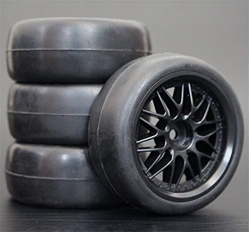 Szwaldaper 4 Stück 26 mm Gummi-RC-Reifen, Felgen, Hex 12, 1:10, for HSP, for HPI, Sprint 2 Drift RS4 On Road 4WD RC-Autoreifen(1013-6018) von Szwaldaper