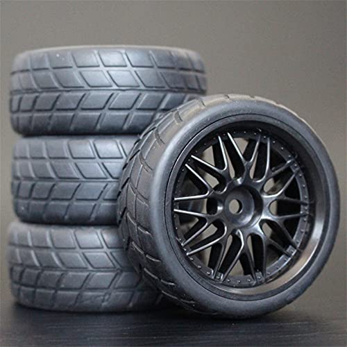 Szwaldaper 4 Stück 26 mm Gummi-RC-Reifen, Felgen, Hex 12, 1:10, for HSP, for HPI, Sprint 2 Drift RS4 On Road 4WD RC-Autoreifen(1013-6083) von Szwaldaper