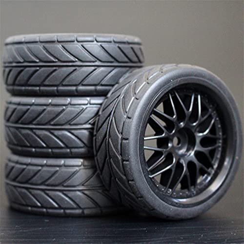 Szwaldaper 4 Stück 26 mm Gummi-RC-Reifen, Felgen, Hex 12, 1:10, for HSP, for HPI, Sprint 2 Drift RS4 On Road 4WD RC-Autoreifen(1013-6086) von Szwaldaper