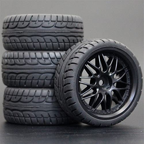 Szwaldaper 4 Stück 26 mm Gummi-RC-Reifen, Felgen, Hex 12, 1:10, for HSP, for HPI, Sprint 2 Drift RS4 On Road 4WD RC-Autoreifen(1013-8003) von Szwaldaper