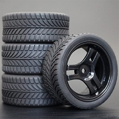 Szwaldaper 4 Stück 26 mm Gummi-RC-Reifen, Felgen, Hex 12, 1:10, for HSP, for HPI, Sprint 2 Drift RS4 On Road 4WD RC-Autoreifen(1034-6083) von Szwaldaper