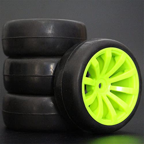 Szwaldaper 4 Stück 26 mm Gummi-RC-Reifen, Felgen, Hex 12, 1:10, for HSP, for HPI, Sprint 2 Drift RS4 On Road 4WD RC-Autoreifen(603-6018) von Szwaldaper