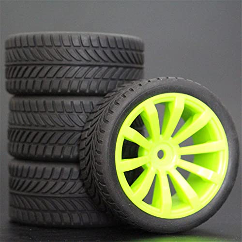Szwaldaper 4 Stück 26 mm Gummi-RC-Reifen, Felgen, Hex 12, 1:10, for HSP, for HPI, Sprint 2 Drift RS4 On Road 4WD RC-Autoreifen(603-6085) von Szwaldaper