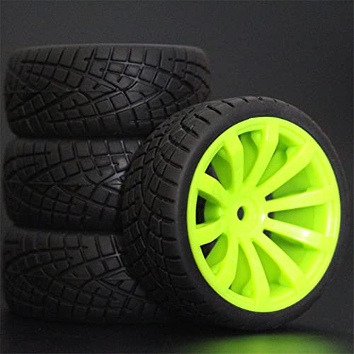 Szwaldaper 4 Stück 26 mm Gummi-RC-Reifen, Felgen, Hex 12, 1:10, for HSP, for HPI, Sprint 2 Drift RS4 On Road 4WD RC-Autoreifen(603-8001) von Szwaldaper