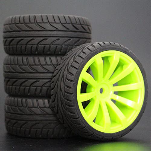 Szwaldaper 4 Stück 26 mm Gummi-RC-Reifen, Felgen, Hex 12, 1:10, for HSP, for HPI, Sprint 2 Drift RS4 On Road 4WD RC-Autoreifen(603-8002) von Szwaldaper