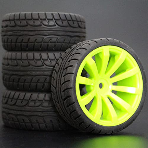 Szwaldaper 4 Stück 26 mm Gummi-RC-Reifen, Felgen, Hex 12, 1:10, for HSP, for HPI, Sprint 2 Drift RS4 On Road 4WD RC-Autoreifen(603-8003) von Szwaldaper