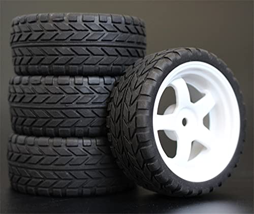 Szwaldaper 4 Stück 26 mm Gummi-RC-Reifen, Felgen, Hex 12, 1:10, for HSP, for HPI, Sprint 2 Drift RS4 On Road 4WD RC-Autoreifen(6034-6017) von Szwaldaper