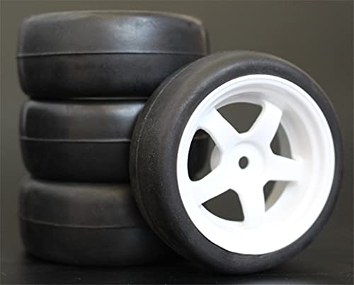 Szwaldaper 4 Stück 26 mm Gummi-RC-Reifen, Felgen, Hex 12, 1:10, for HSP, for HPI, Sprint 2 Drift RS4 On Road 4WD RC-Autoreifen(6034-6018) von Szwaldaper