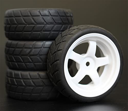 Szwaldaper 4 Stück 26 mm Gummi-RC-Reifen, Felgen, Hex 12, 1:10, for HSP, for HPI, Sprint 2 Drift RS4 On Road 4WD RC-Autoreifen(6034-6083) von Szwaldaper