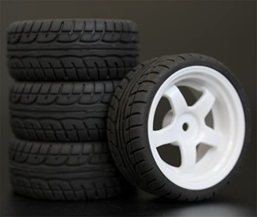 Szwaldaper 4 Stück 26 mm Gummi-RC-Reifen, Felgen, Hex 12, 1:10, for HSP, for HPI, Sprint 2 Drift RS4 On Road 4WD RC-Autoreifen(6034-8003) von Szwaldaper