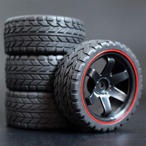 Szwaldaper 4 Stück 26 mm Gummi-RC-Reifen, Felgen, Hex 12, 1:10, for HSP, for HPI, Sprint 2 Drift RS4 On Road 4WD RC-Autoreifen(701A-6017) von Szwaldaper