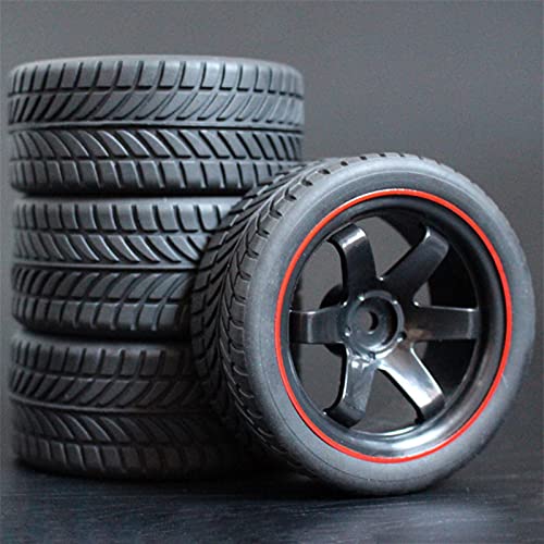 Szwaldaper 4 Stück 26 mm Gummi-RC-Reifen, Felgen, Hex 12, 1:10, for HSP, for HPI, Sprint 2 Drift RS4 On Road 4WD RC-Autoreifen(701A-6085) von Szwaldaper