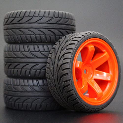 Szwaldaper 4 Stück 26 mm Gummi-RC-Reifen, Felgen, Hex 12, 1:10, for HSP, for HPI, Sprint 2 Drift RS4 On Road 4WD RC-Autoreifen(704-8002) von Szwaldaper