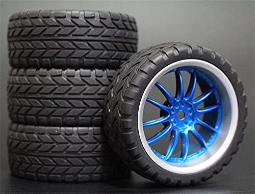 Szwaldaper 4 Stück 26 mm Gummi-RC-Reifen, Felgen, Hex 12, 1:10, for HSP, for HPI, Sprint 2 Drift RS4 On Road 4WD RC-Autoreifen(9049-6017) von Szwaldaper