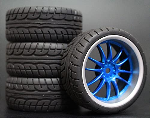 Szwaldaper 4 Stück 26 mm Gummi-RC-Reifen, Felgen, Hex 12, 1:10, for HSP, for HPI, Sprint 2 Drift RS4 On Road 4WD RC-Autoreifen(9049-8003) von Szwaldaper