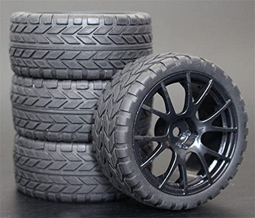 Szwaldaper 4 Stück 26 mm Gummi-RC-Reifen, Felgen, Hex 12, 1:10, for HSP, for HPI, Sprint 2 Drift RS4 On Road 4WD RC-Autoreifen(9060-6017) von Szwaldaper