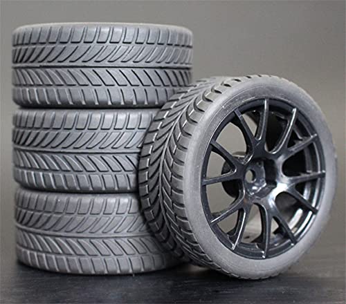 Szwaldaper 4 Stück 26 mm Gummi-RC-Reifen, Felgen, Hex 12, 1:10, for HSP, for HPI, Sprint 2 Drift RS4 On Road 4WD RC-Autoreifen(9060-6085) von Szwaldaper