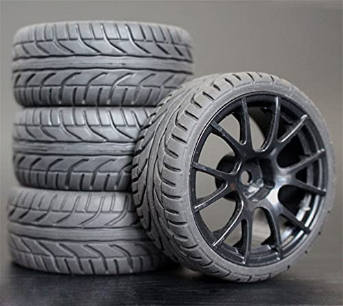 Szwaldaper 4 Stück 26 mm Gummi-RC-Reifen, Felgen, Hex 12, 1:10, for HSP, for HPI, Sprint 2 Drift RS4 On Road 4WD RC-Autoreifen(9060-8002) von Szwaldaper