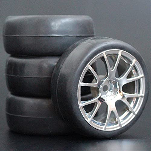 Szwaldaper 4 Stück 26 mm Gummi-RC-Reifen, Felgen, Hex 12, 1:10, for HSP, for HPI, Sprint 2 Drift RS4 On Road 4WD RC-Autoreifen(9061-6018) von Szwaldaper