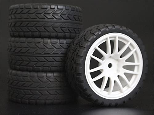 Szwaldaper 4 Stück 26 mm Gummi-RC-Reifen, Felgen, Hex 12, 1:10, for HSP, for HPI, Sprint 2 Drift RS4 On Road 4WD RC-Autoreifen(9063-6017) von Szwaldaper