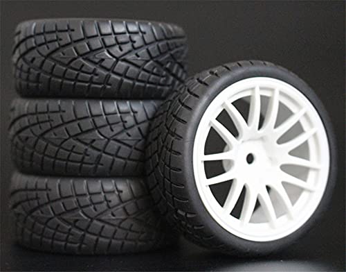 Szwaldaper 4 Stück 26 mm Gummi-RC-Reifen, Felgen, Hex 12, 1:10, for HSP, for HPI, Sprint 2 Drift RS4 On Road 4WD RC-Autoreifen(9063-8001) von Szwaldaper