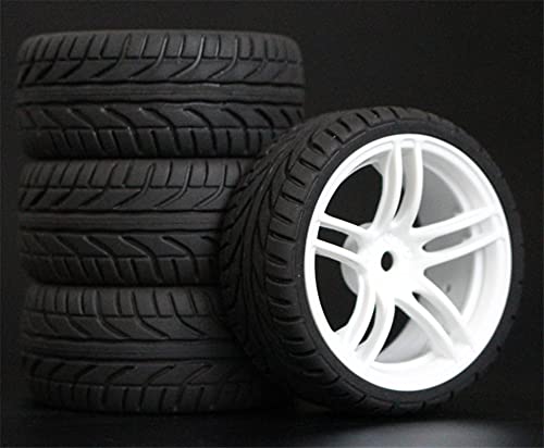Szwaldaper 4 Stück 26 mm Gummi-RC-Reifen, Felgen, Hex 12, 1:10, for HSP, for HPI, Sprint 2 Drift RS4 On Road 4WD RC-Autoreifen(9064-8002) von Szwaldaper