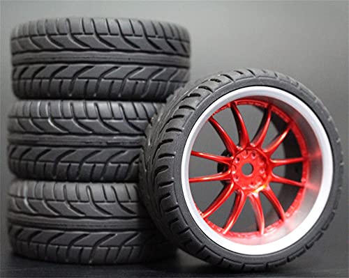 Szwaldaper 4 stücke 1/10 RC Weichgummi Touring Reifen Felge RC-Autoreifen(9048-8002) von Szwaldaper