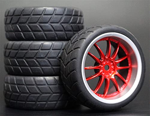 Szwaldaper 4 stücke 1/10 RC Weichgummi Touring Reifen Reifen Felge RC-Autoreifen(9048-6083) von Szwaldaper