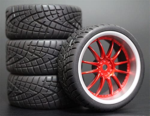 Szwaldaper 4 stücke 1/10 RC Weichgummi Touring Reifen Reifen Felge RC-Autoreifen(9048-8001) von Szwaldaper