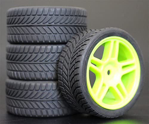 Szwaldaper 4 stücke 1/10 RC Weichgummi Touring Reifen Reifen Felge RC-Autoreifen(905G-6085) von Szwaldaper