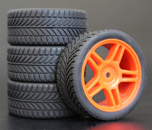 Szwaldaper 4 stücke 1/10 RC Weichgummi Touring Reifen Reifen Felge RC-Autoreifen(905R-6085) von Szwaldaper