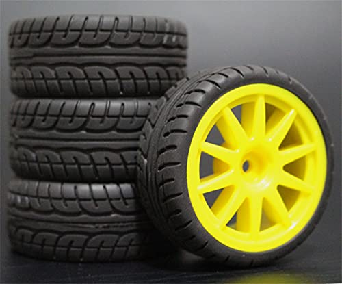 Szwaldaper 4 stücke 1/10 RC Weichgummi Touring Reifen Reifen Felge RC-Autoreifen(910Y-8003) von Szwaldaper